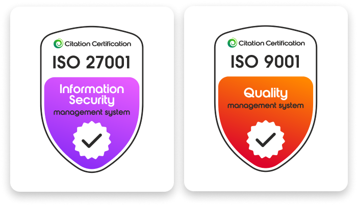 Airteam's ISO 27001 and ISO 9001 certification badge