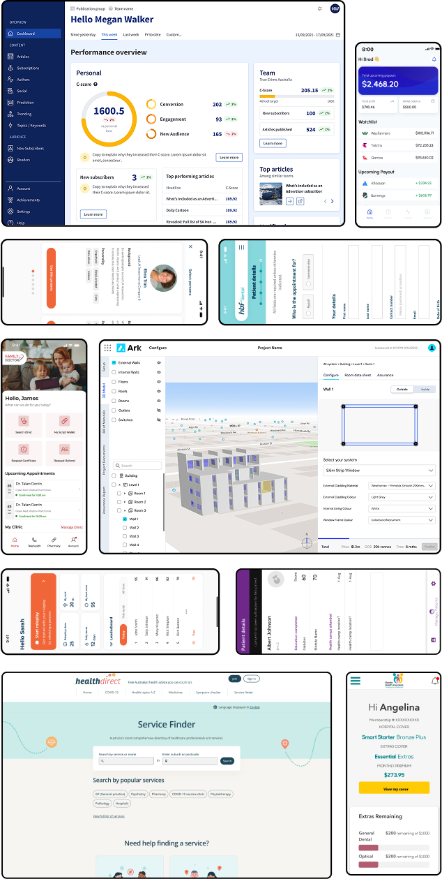 Collage of images depicting Airteam's software development projects.