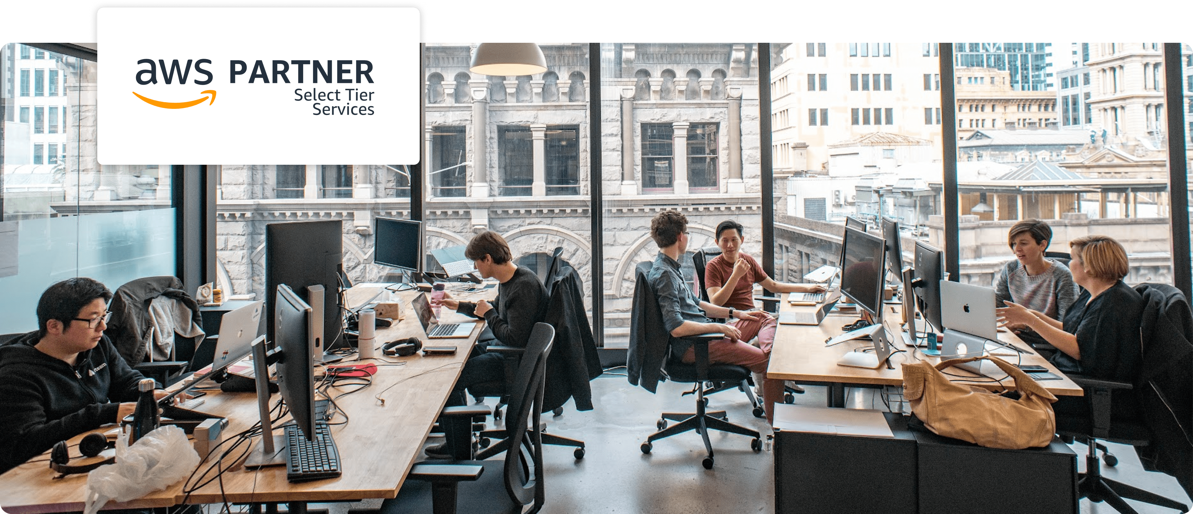 Image of the Airteam Sydney office with an AWS Advanced Consulting Partner badge.