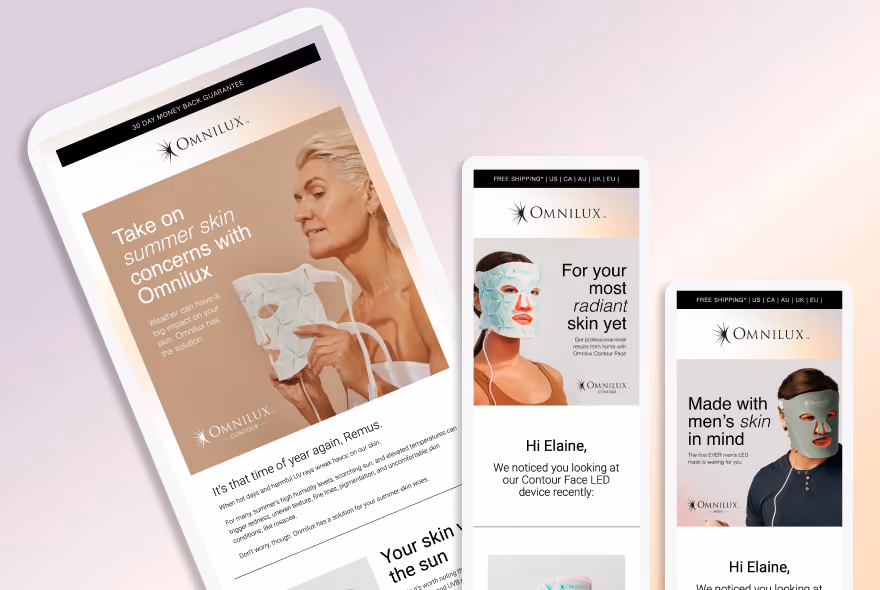 Omnilux klaviyo email flow designs