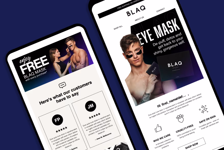 BLAQ email and popup designs