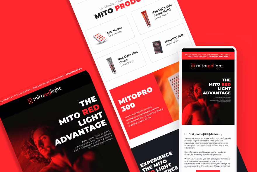 Mito Red Light email designs and SMS strategy design gallery