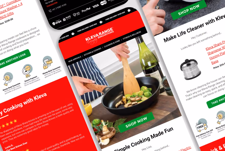 Kleva email designs for a flow campaign