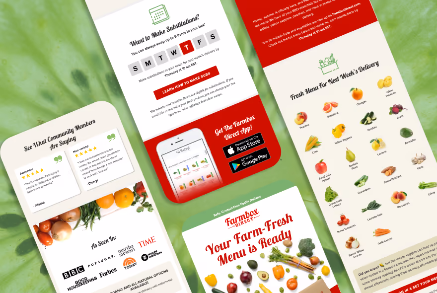 Farmbox Direct email flow design