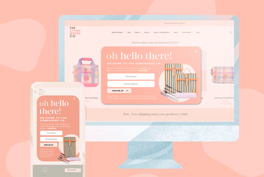 The Somewhere Co popup design using Justuno tech