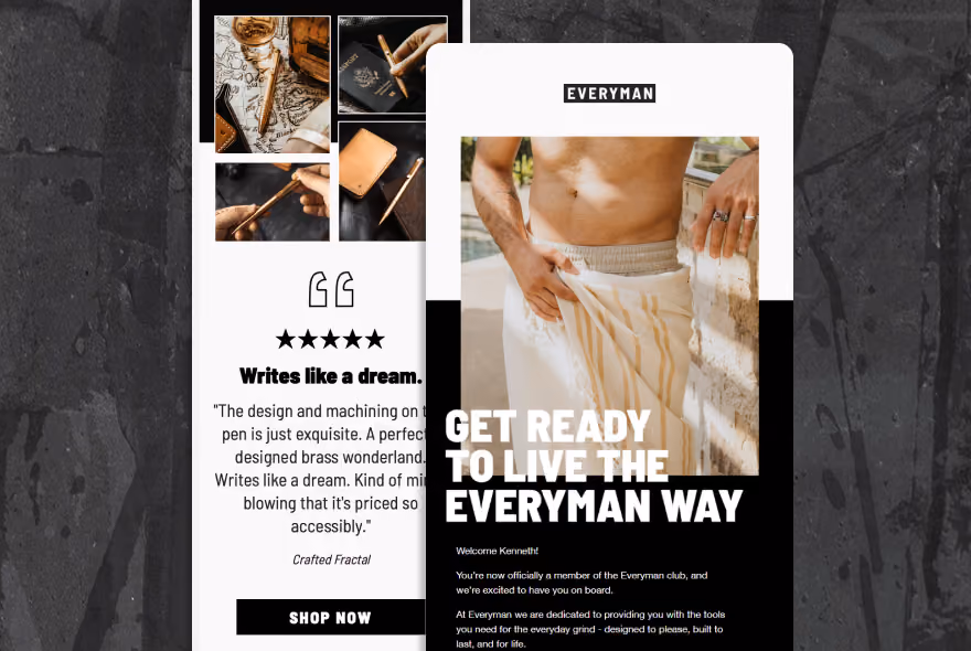 Everyman email flow design using Klaviyo