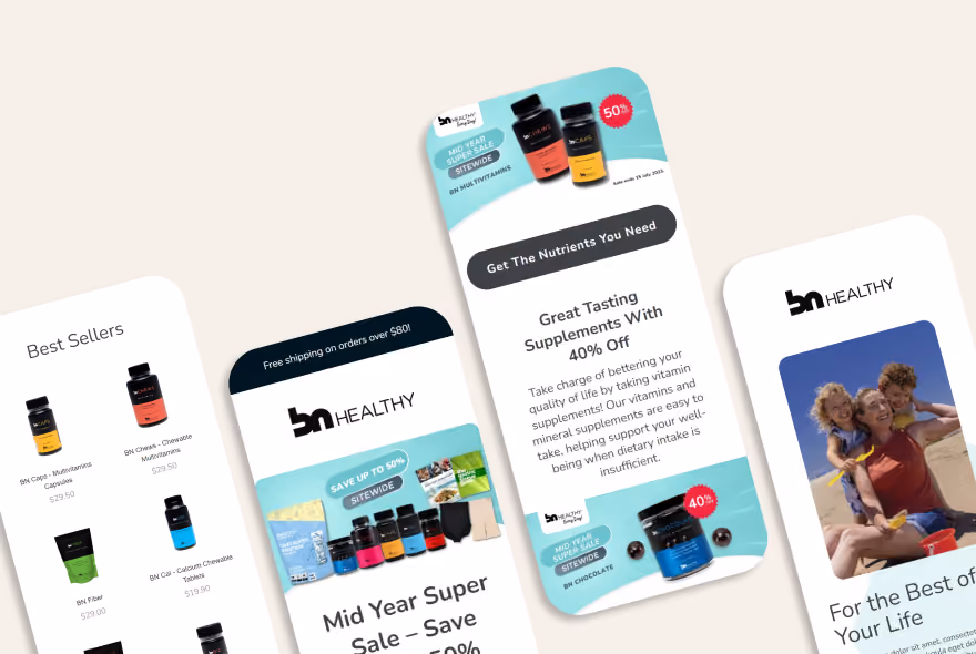 bn-healthy welcome email flow design