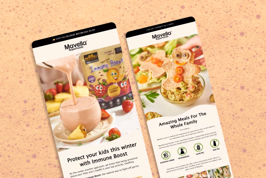 Mavella Superfoods email flow design