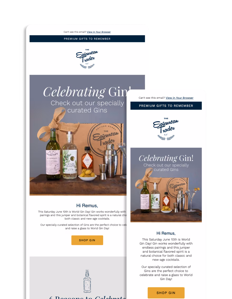 Epicurean Trader Celebrating Gins