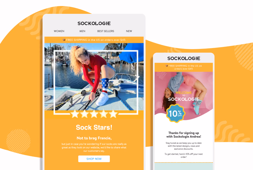 Sockologie email flow design by Klaviyo