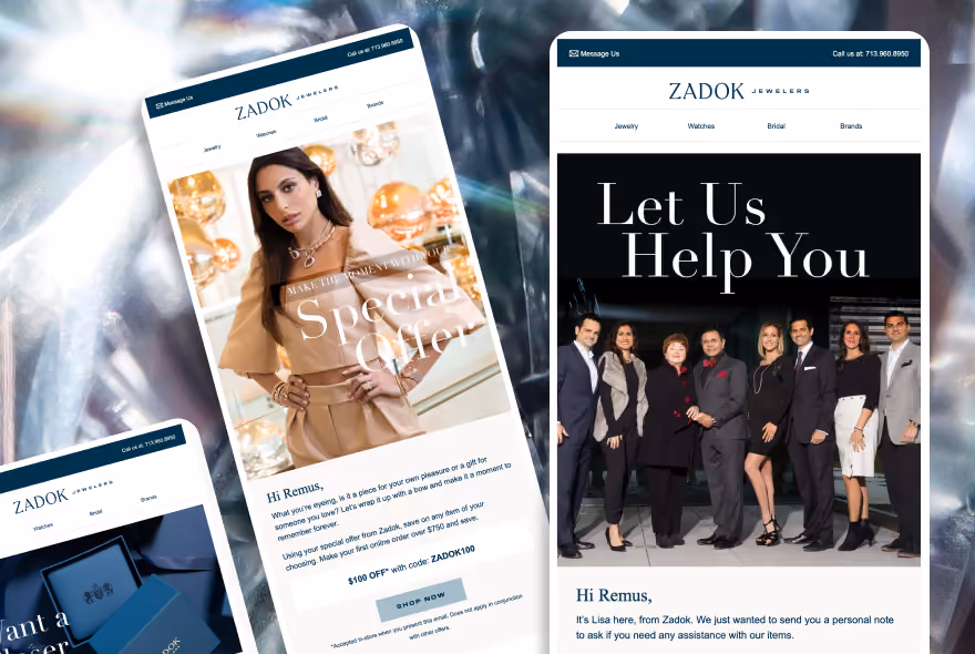 Zadok Jewelers email flow design