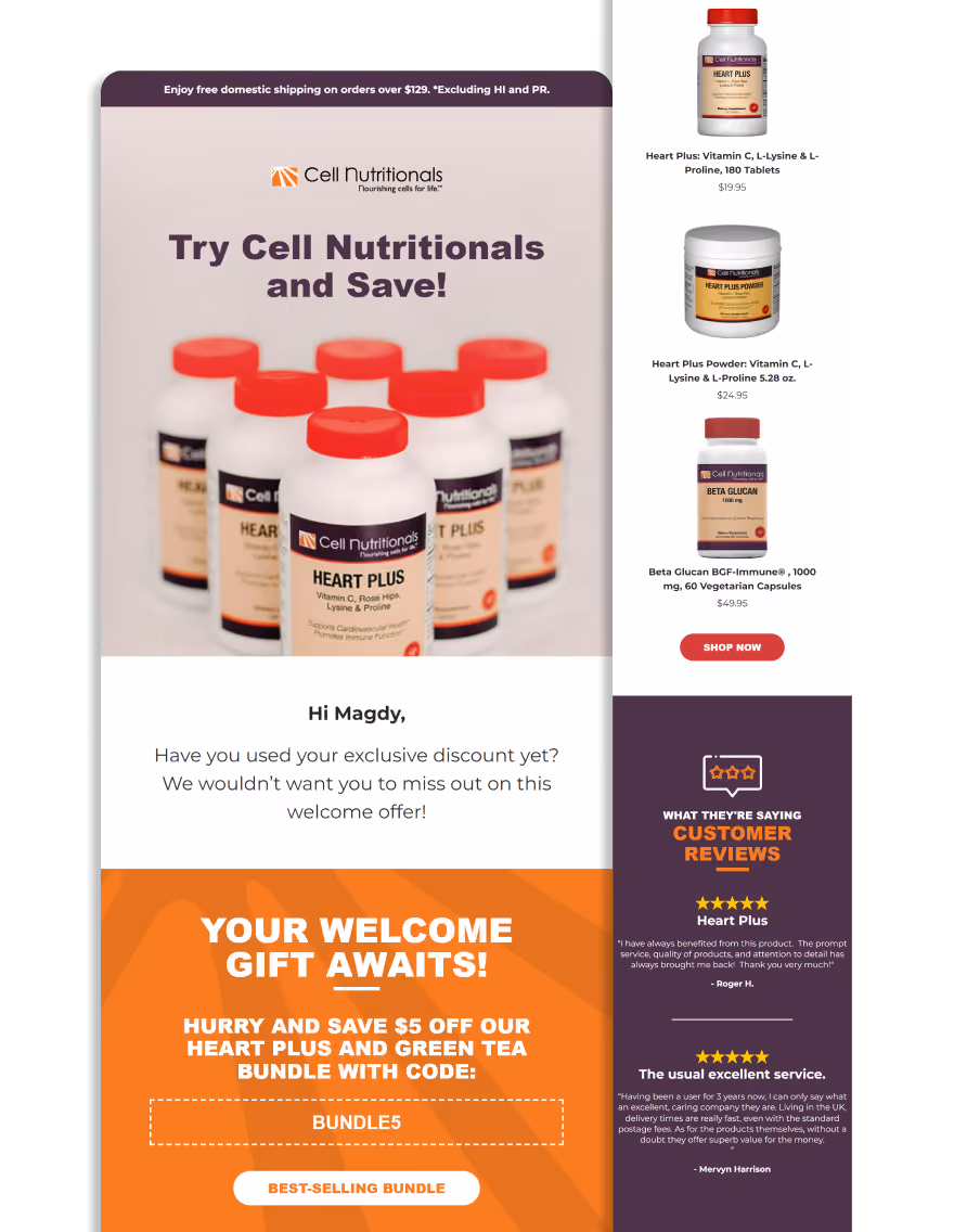 Cell Nutritionals Welcome Gift