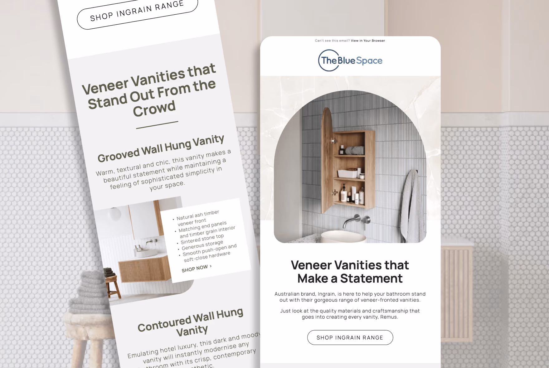 The Blue Space, Veneers and vanities email campaign 