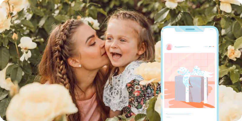 Mother kissing her daughter