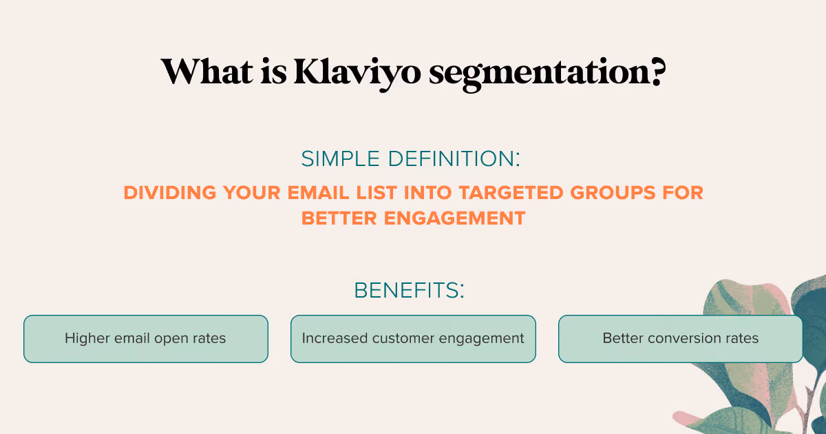 Simple Klaviyo Segmentation Definitations