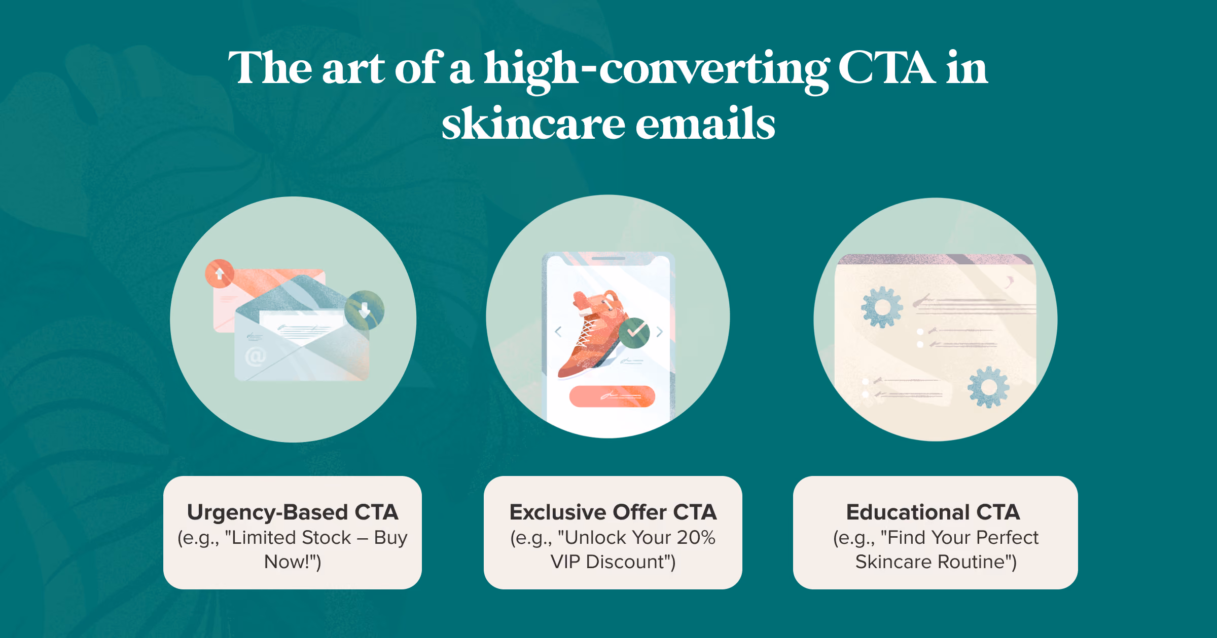 Different levels of CTA skincare emails