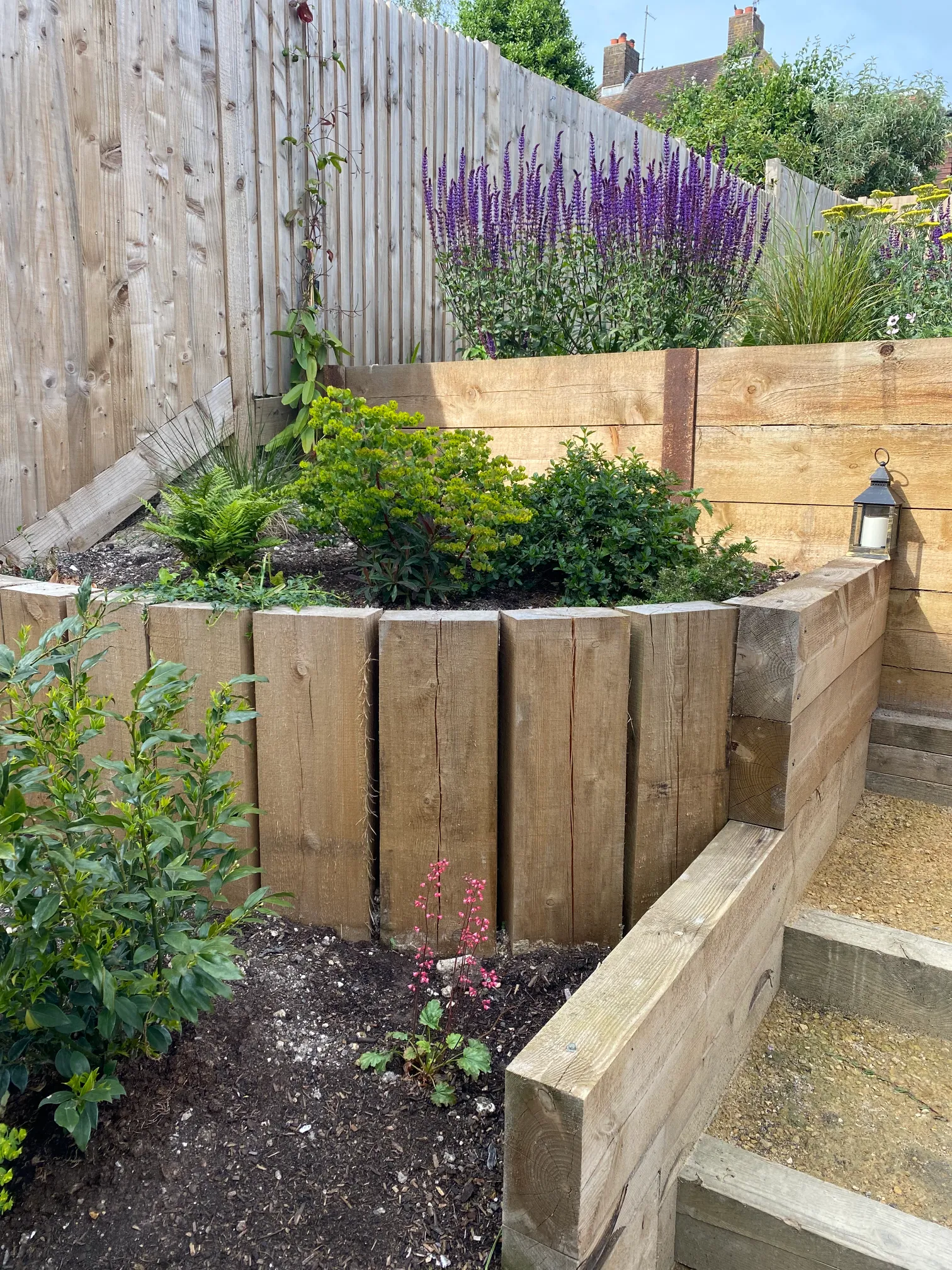 Children's play zone in multi-level Sussex family garden
