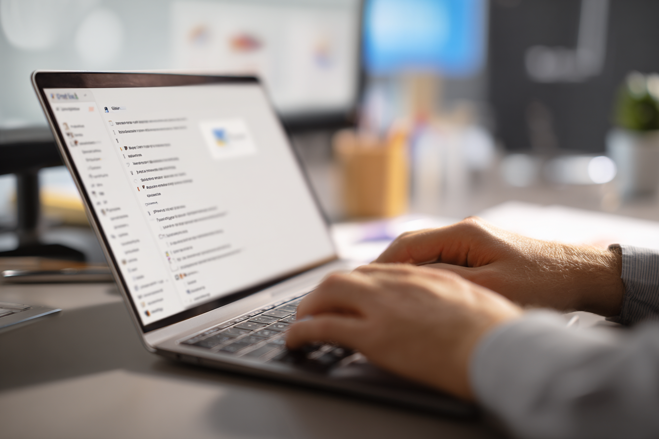 marketer creating an email marketing campaign for a software company