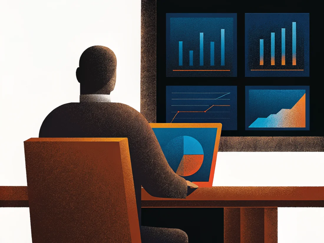 MSP business owner reviewing marketing analytics and agency proposals