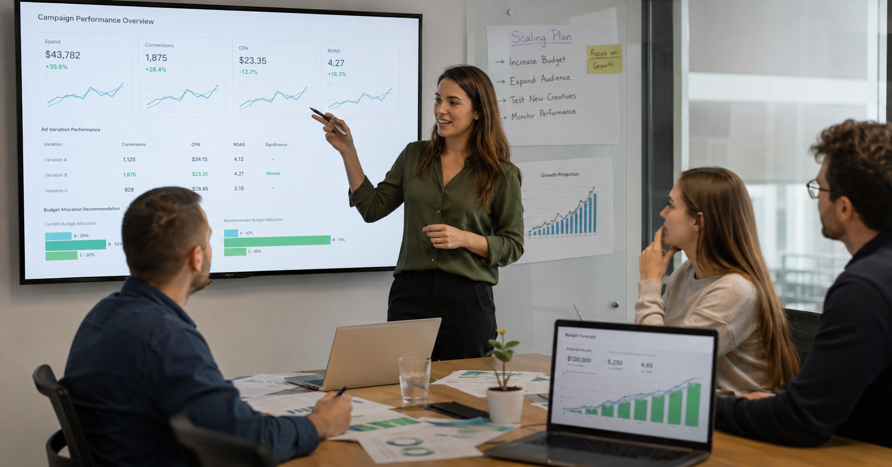 Advertising specialist conducting AD testing analysis.