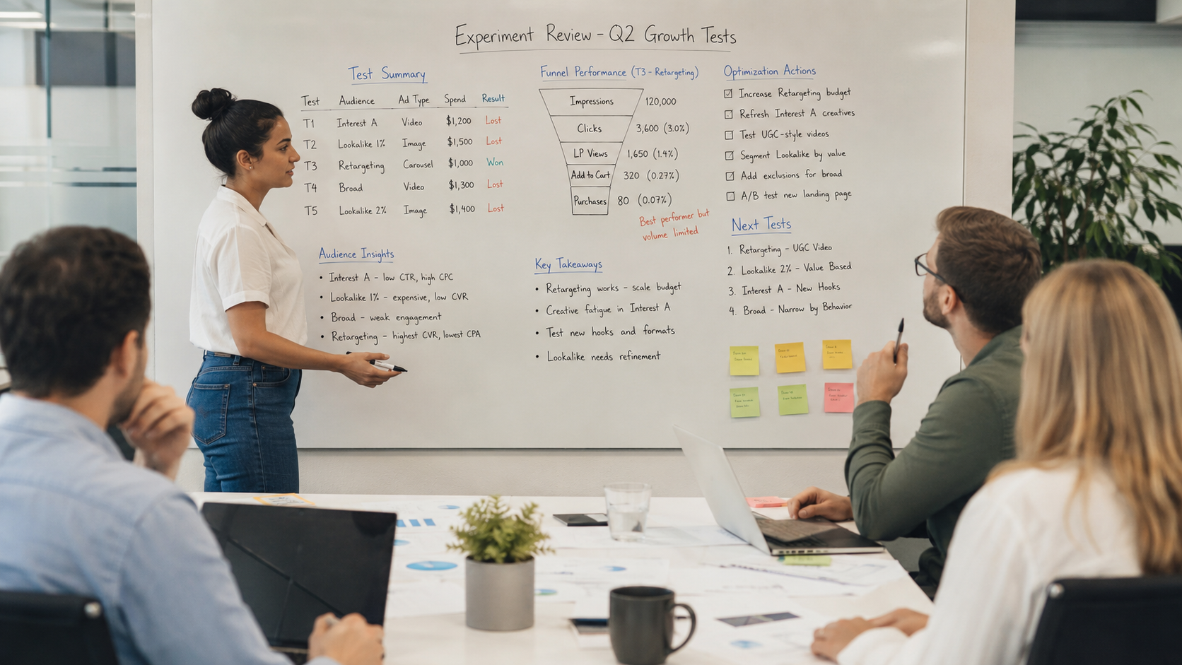 Business leaders discussing data-driven marketing strategy.
