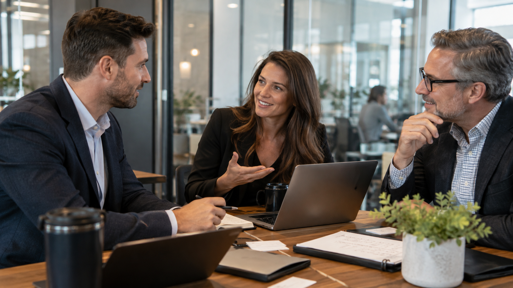 MSP account manager speaking with a satisfied business client