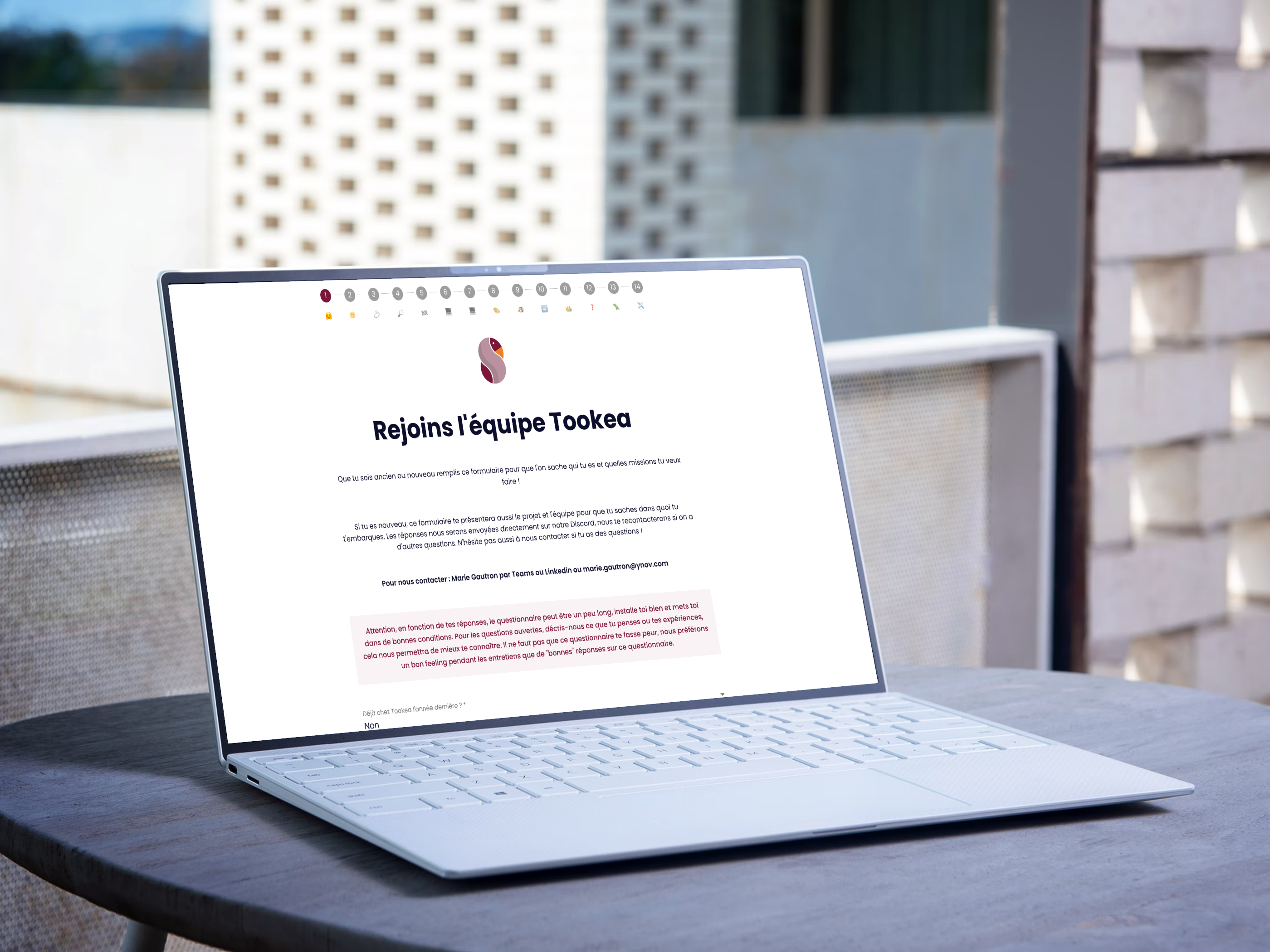 Application de candidature à l'équipe Tookea