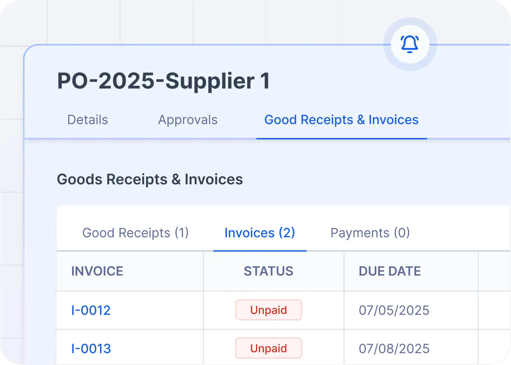 manage invoices & goods receipts