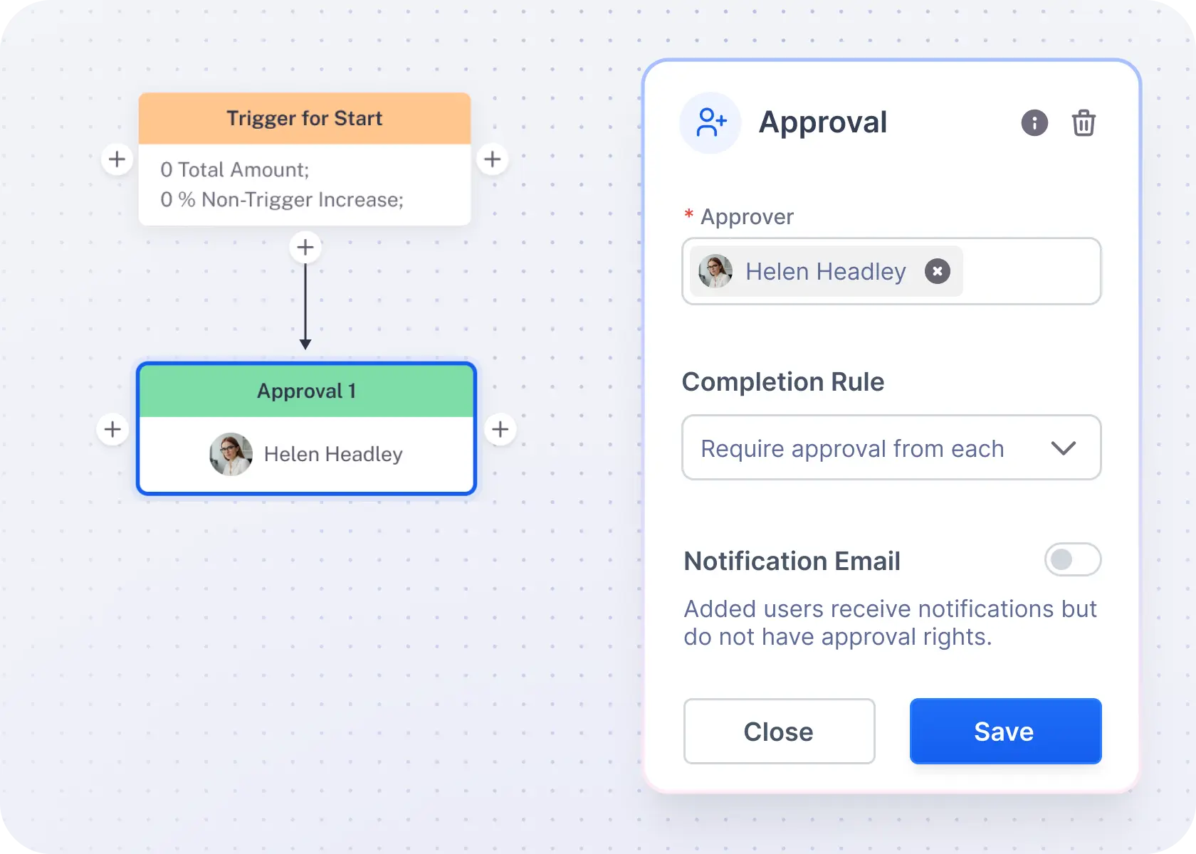 flowchart approval editor