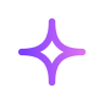 Purple four-pointed star spark icon with rounded edges.