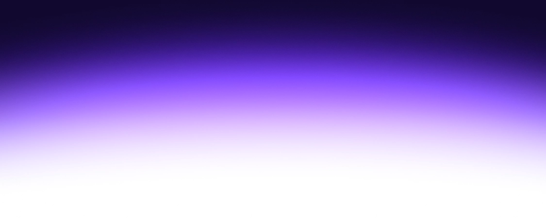 Gradient background fading from dark purple at the top to white at the bottom.