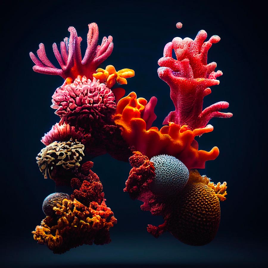 Letter N made of corals