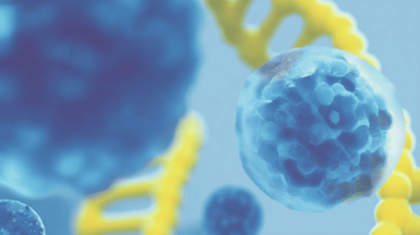 Illustration of a cell and DNA strands