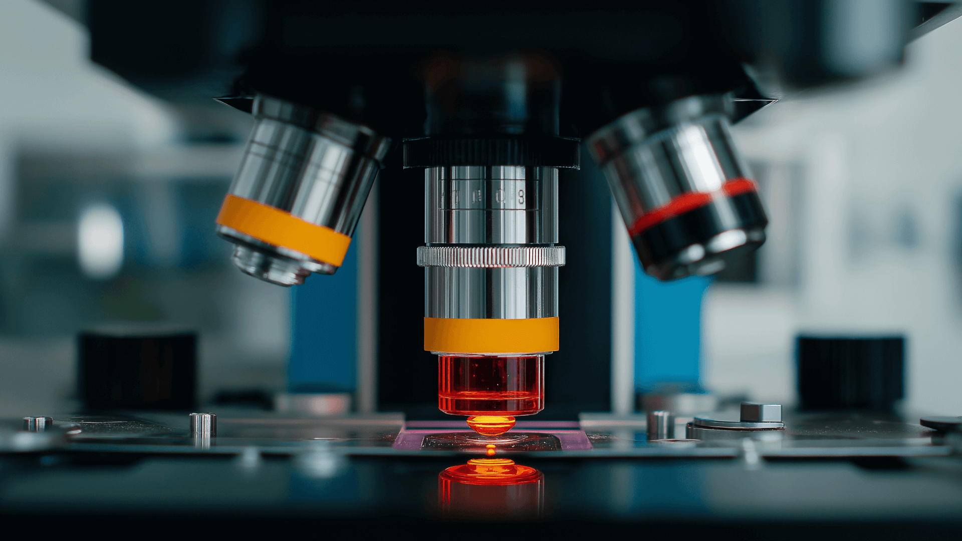 Close-up of a microscope in a laboratory
