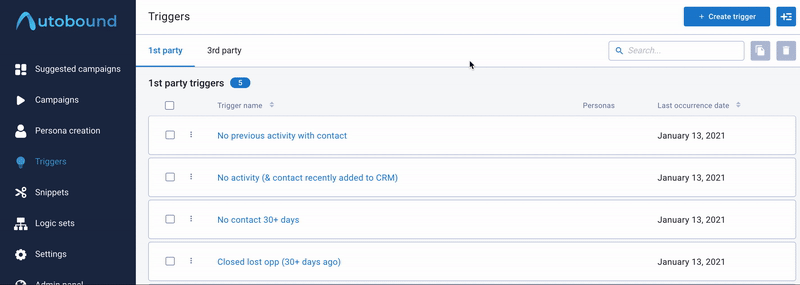 Autobound resurfacing contacts based on CRM activity triggers