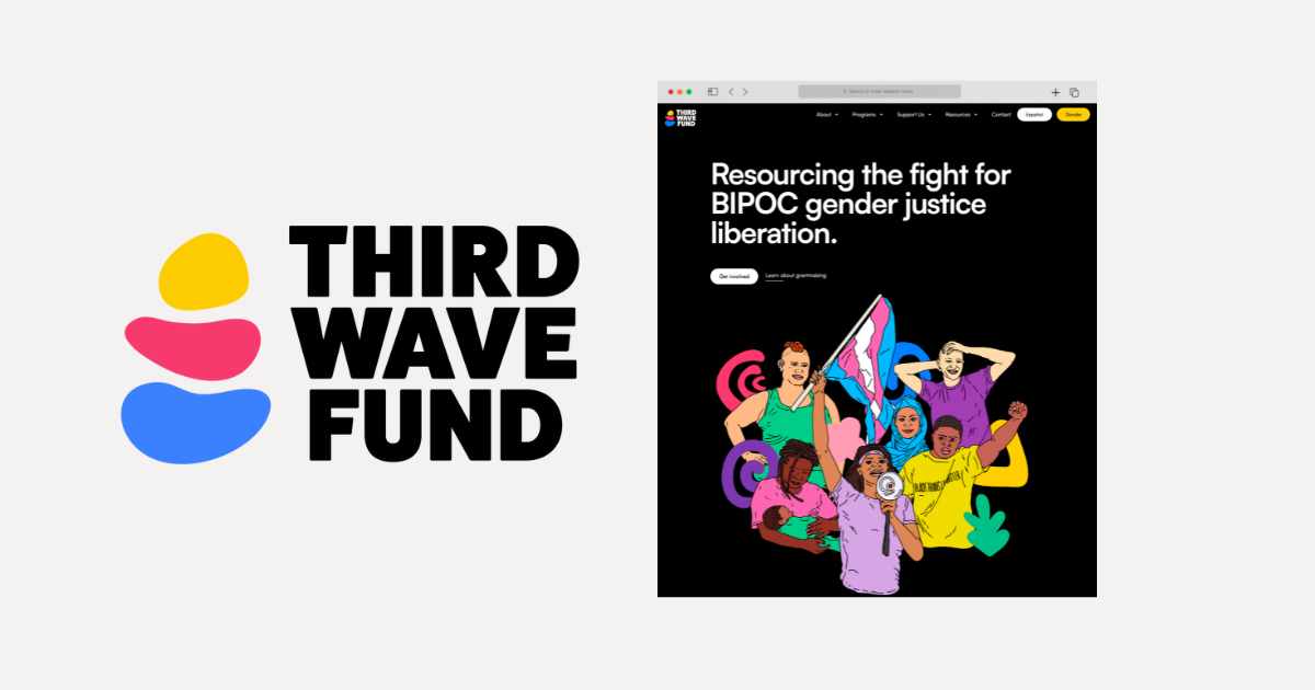 An image of Third Wave Fund's logo and a screenshot of our homepage on a grey background