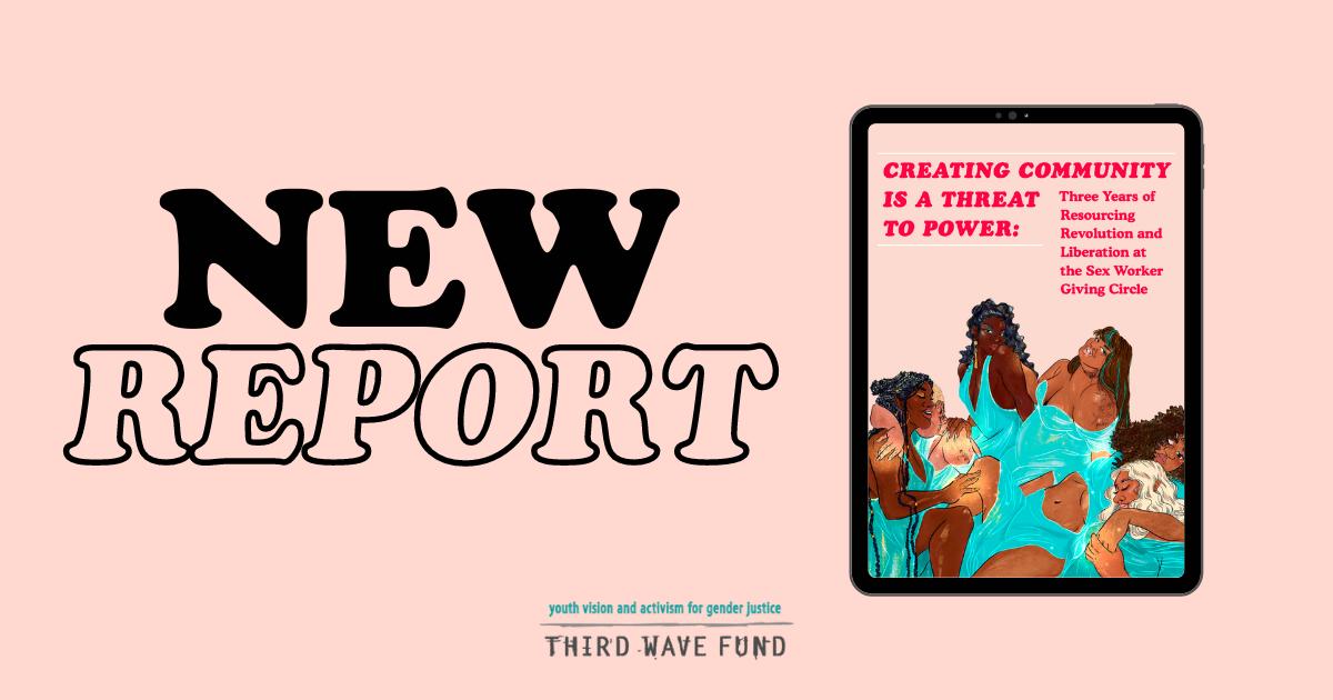 Graphic announcing the new Sex Worker Giving Circle report, featuring a small version of the report cover