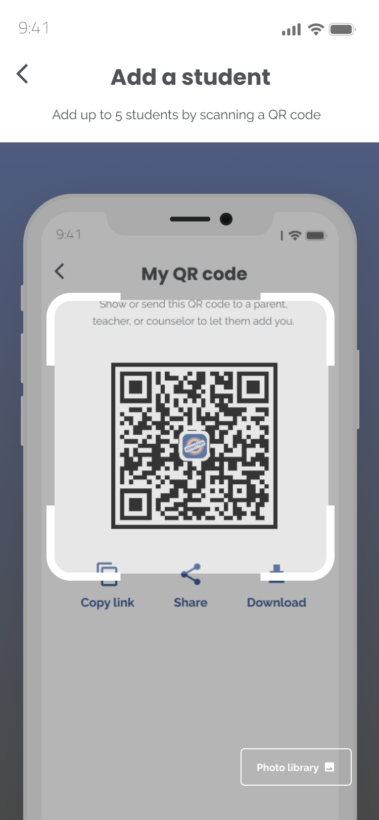 掃描學生應用程式上的 QR 碼