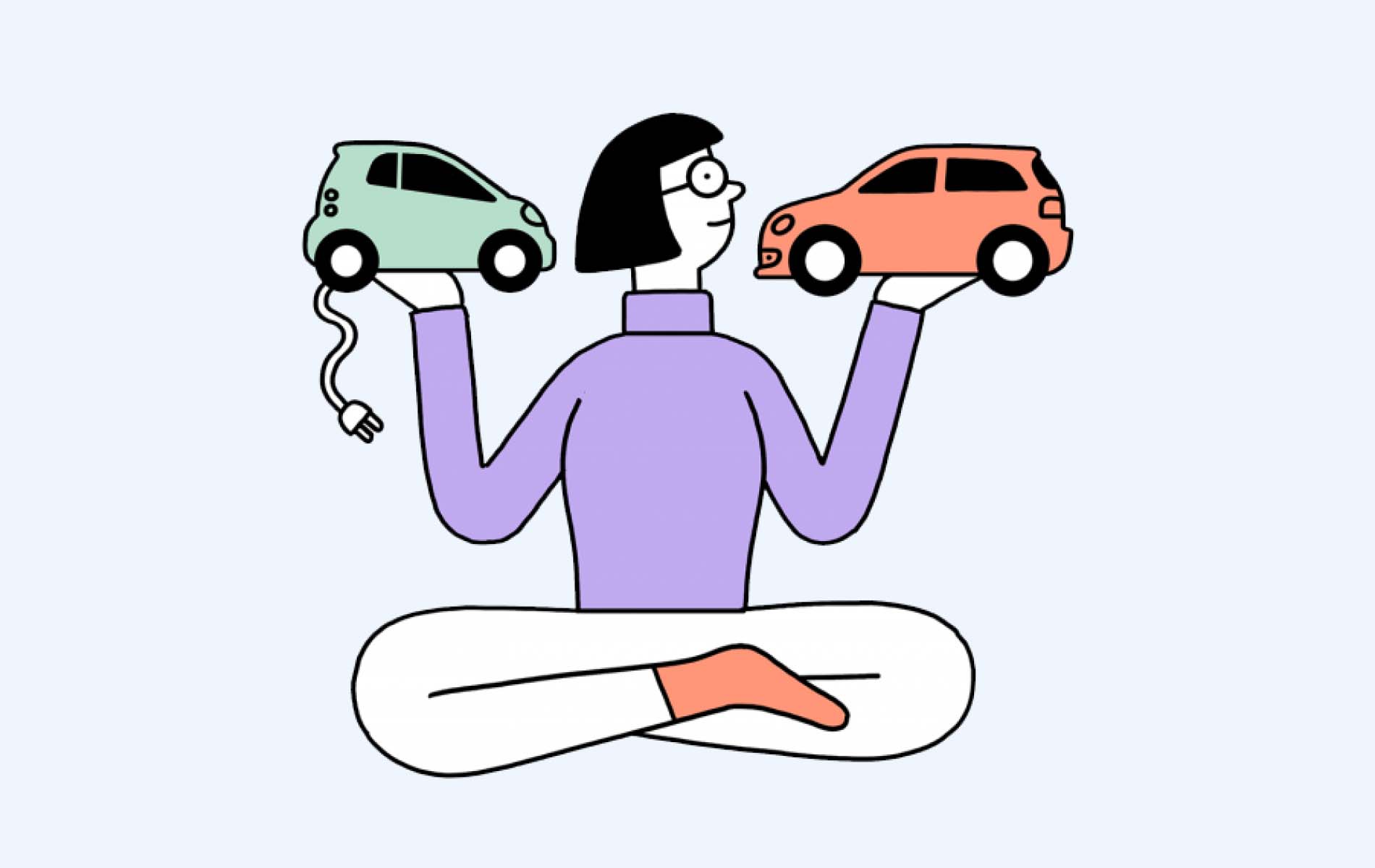 Graphic Design Illustration of a girl holding cars in hands