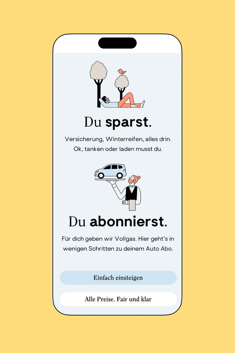 An Iphone template with Clyde App Design with Illustrations from brand identity