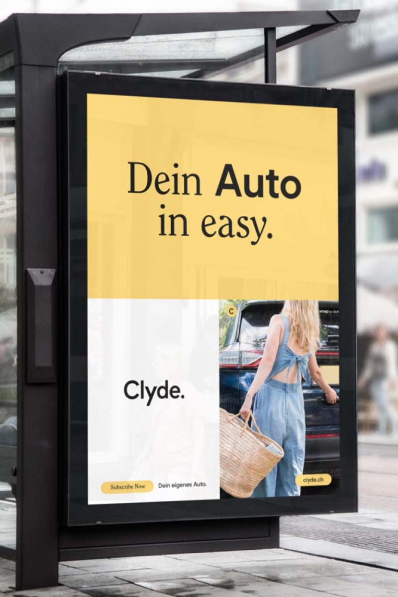 Outdoor Advertisement Poster, with a girl getting in the car, part of the Communication design