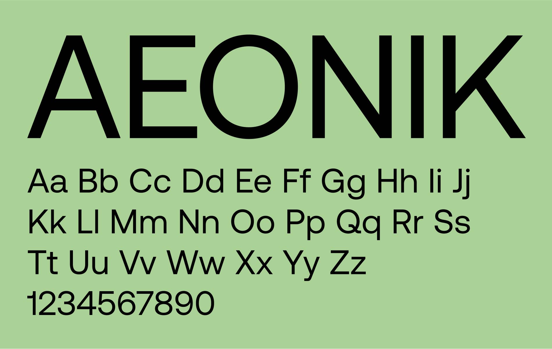 One of the two fonts used for the corporate identity displayed with one word and every letter of the alphabet