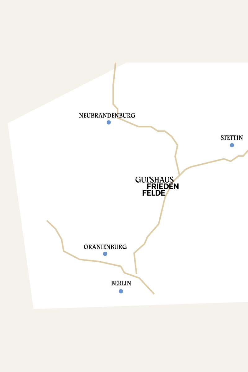 Graphic map visualisation to show where the Gutshaus is located, as part of the digital design