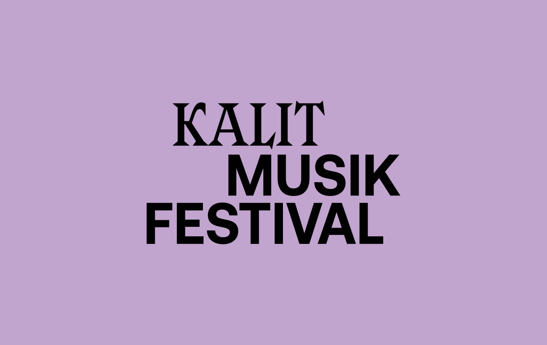 Black Typo logo design on lilac background saying "Kalit Music Festival"