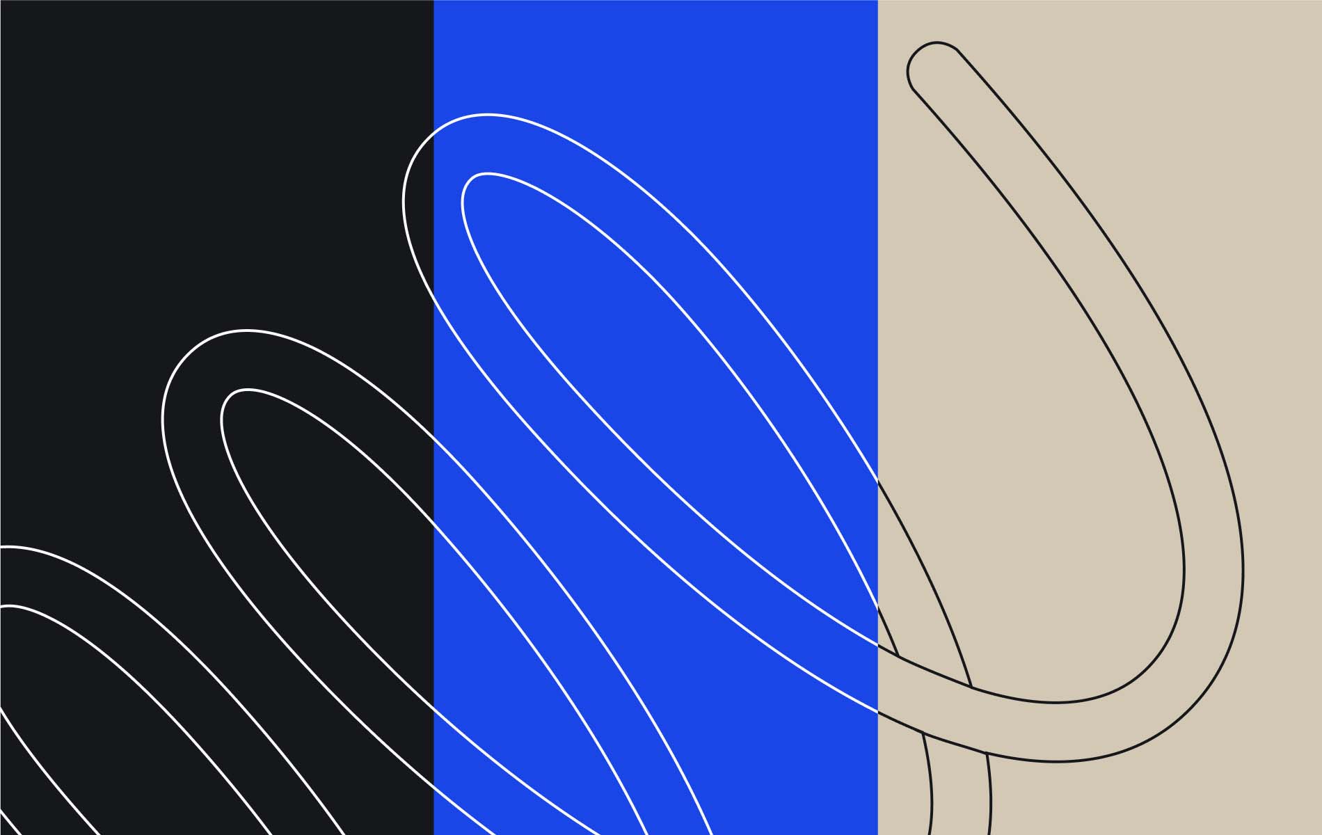 Black, blue and beige corporate identity Luxwerk colors with the graphic swirl on top.