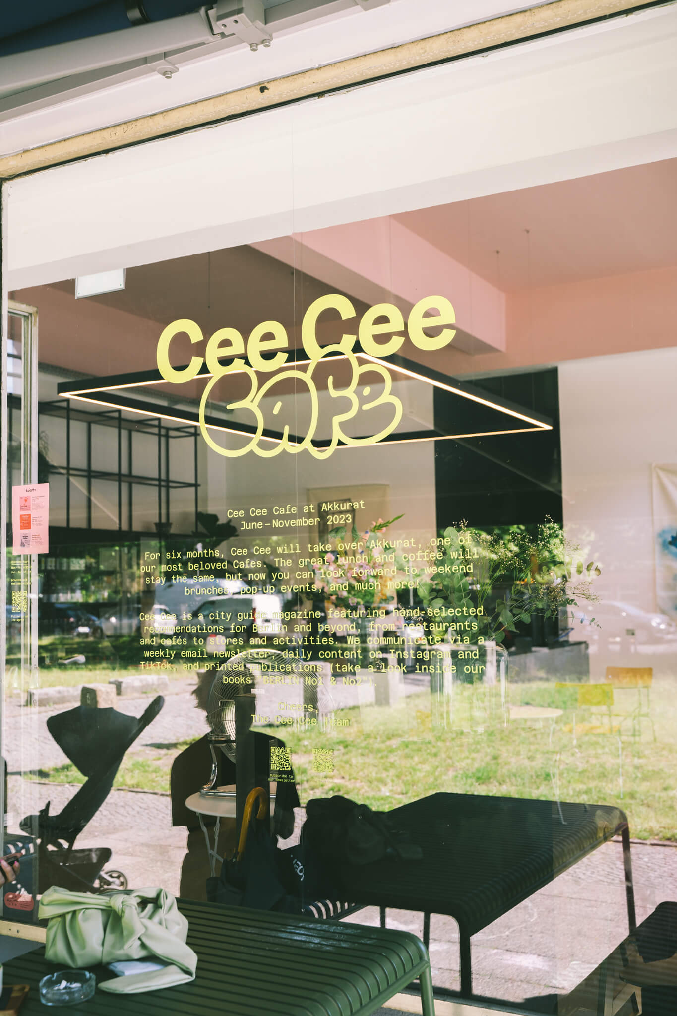 Cee Cee Café storefront window designed by a Design Agency with focus on Branding and Spatial Design
