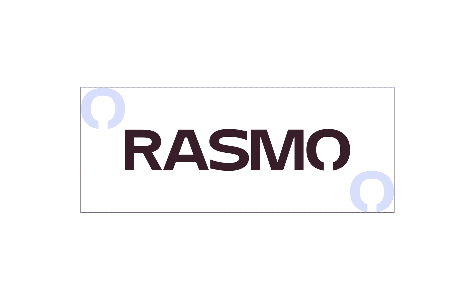 RASMO logo design lockup, explaining the safe space as defined in the corporate identity.
