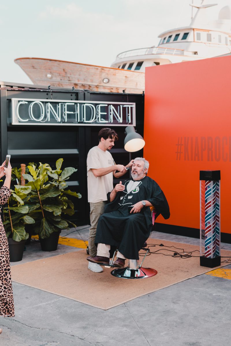 A photograph of the hairdressers station as part of the experience programm at the KIA launch event.