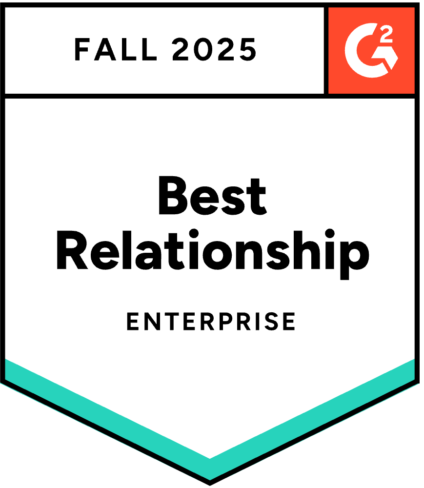 G2 Best Relationship Leader Enterprise Fall 2025 Badge