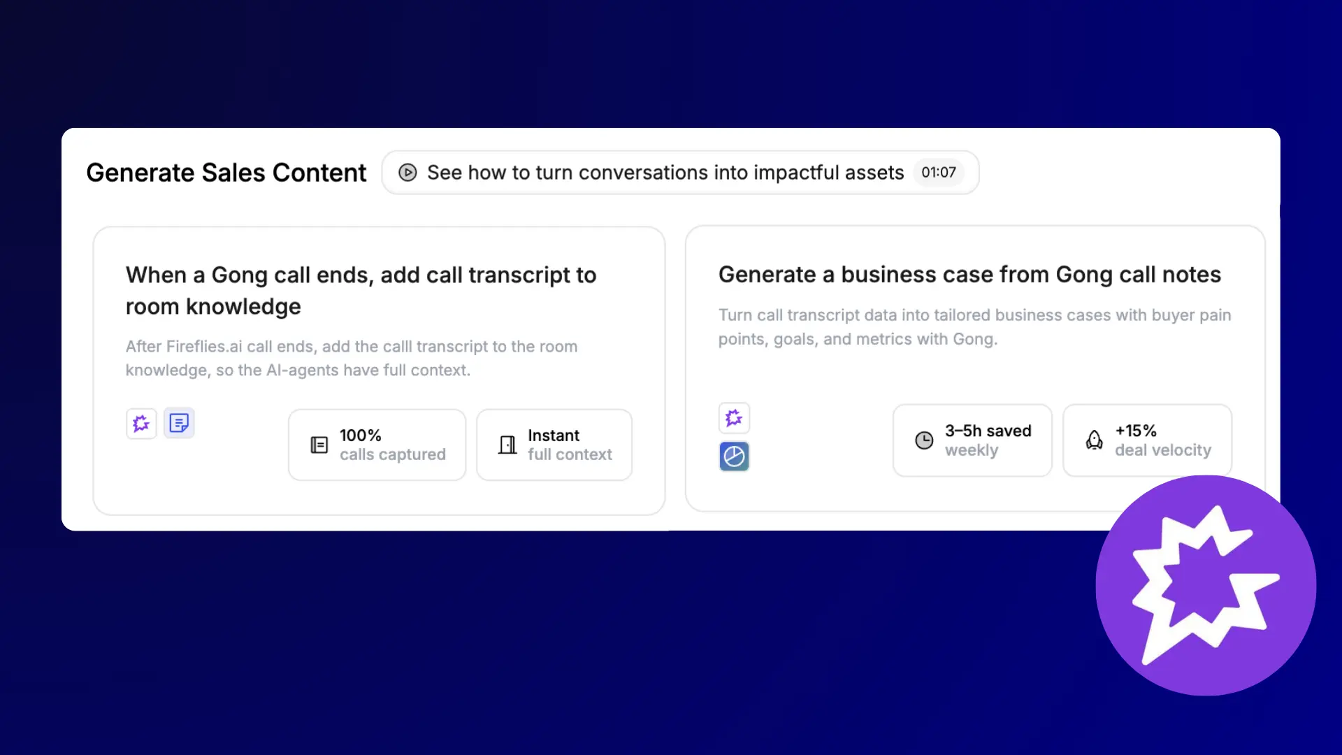 automated content creation with gong